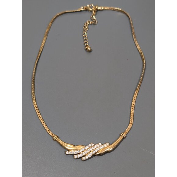 Vintage Avon NR Rhinestone Curved Bar Goddess Touch Statement Tennis Necklace - Picture 3 of 10